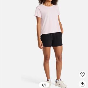 Reebok Womens Embroidery Hit Graphic Crewneck T-Shirt Pink Size Medium